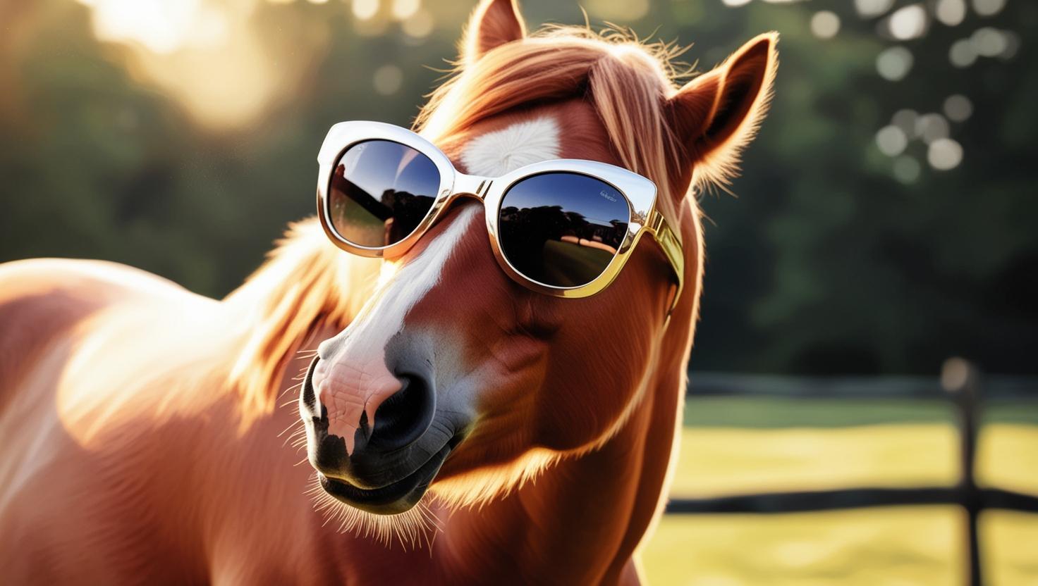 Poney avec des lunettes de soleil chill
